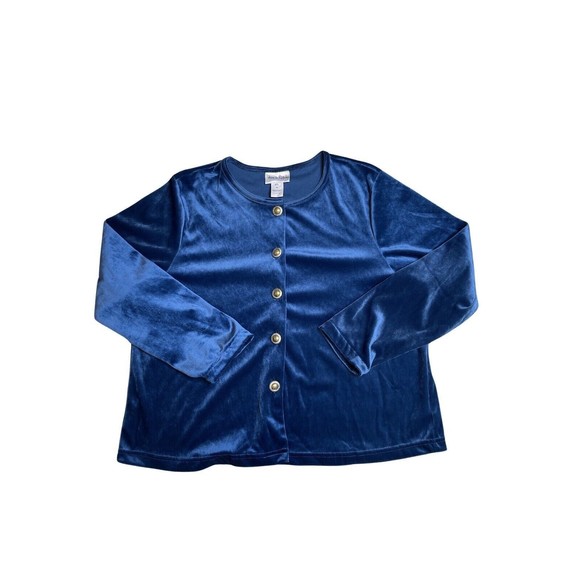 DIANE VON FURSTENBERG-Color Authority 2PC Teal Velvet Button Up Jacket Size 1X - Picture 1 of 11